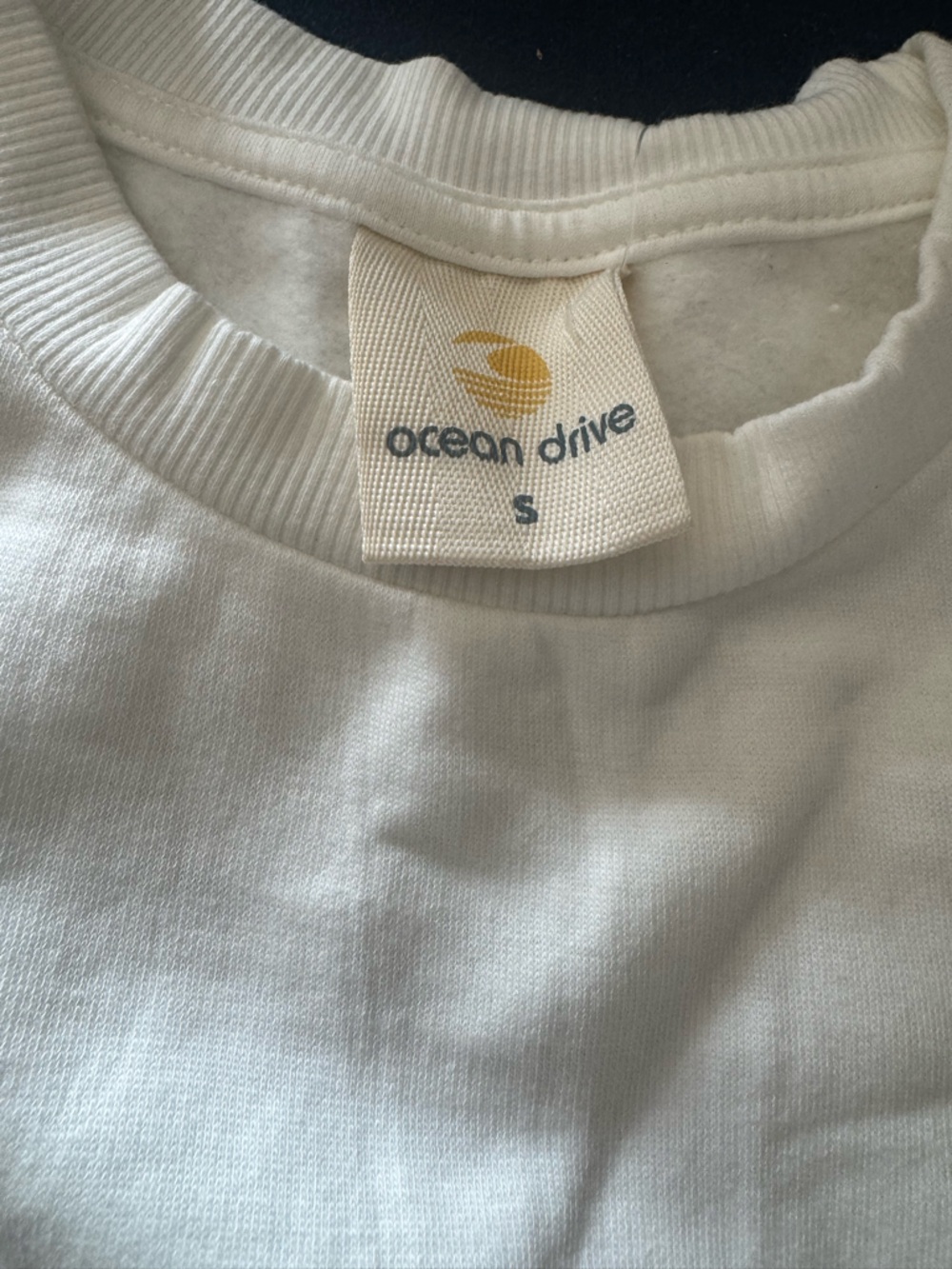 Ocean Drive White Sweatshirt with Yellow Smiley plud many more FUN Patch Prints🙂 - Picture 8 of 10